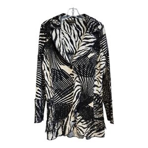 Picadilly Fashion Black and White Sweater Jacket, Medium